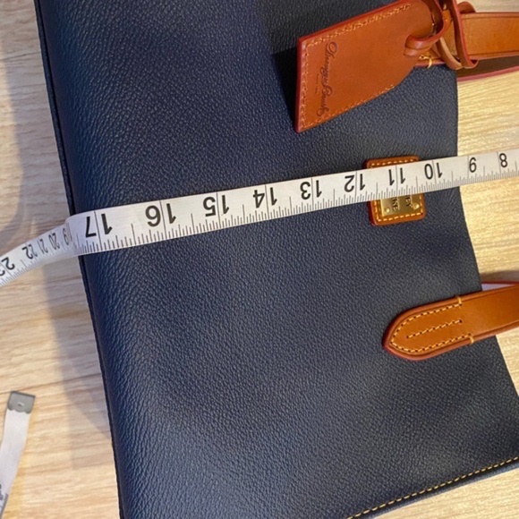 Dooney & Bourke squared blue/brown satchel - Picture 11 of 16